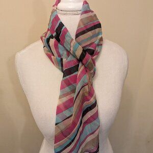 VINTAGE 1990's Pink, blue, black, & tan scarf